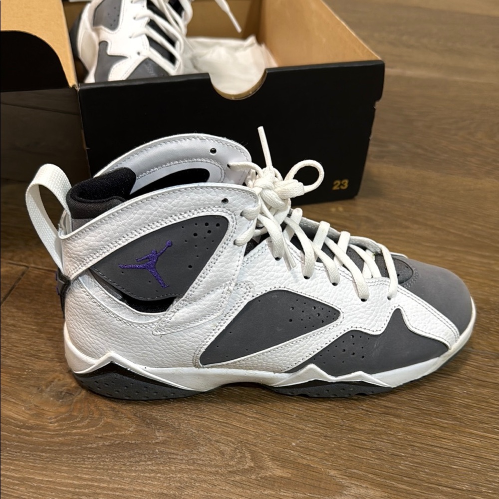 Jordan White and Gray Sneakers with Classic Design